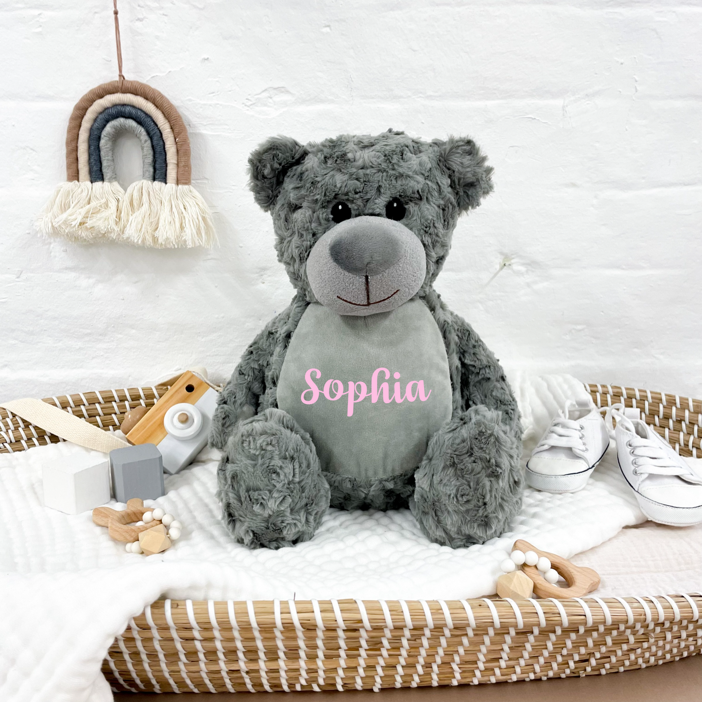 Personalise Grey Teddy Soft Toy