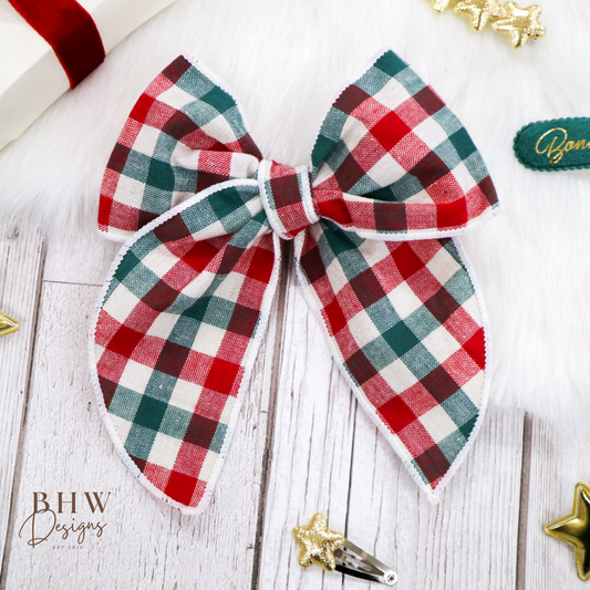Large Plaid Hair Bow