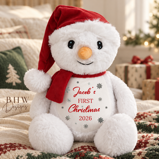 Personalised Snowman First Christmas Soft Toy