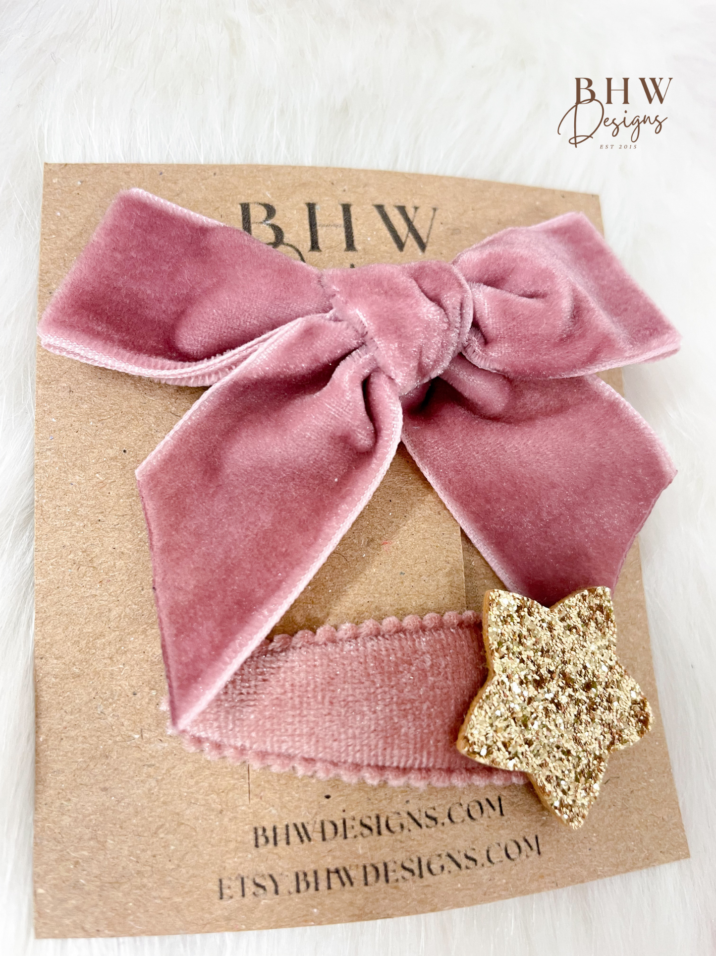 Pink Velvet Hair Bow Set