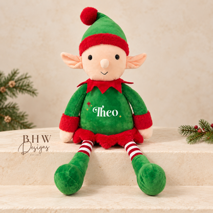 Personalised Name Elf Christmas Large Soft Toy