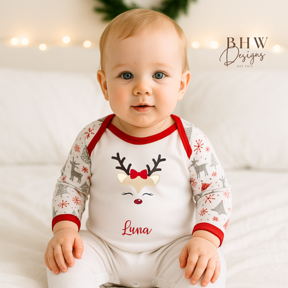 Personalised Baby Girl Reindeer Bodysuit
