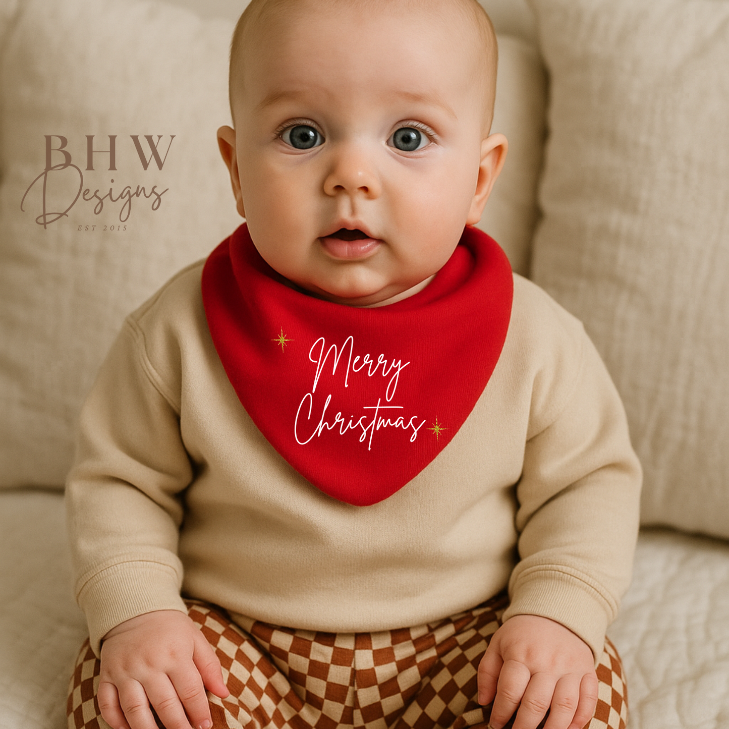 Merry Christmas Red Bandana Bib