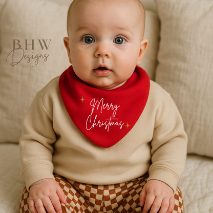 Merry Christmas Red Bandana Bib