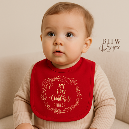 My First Christmas Dinner Red Bib