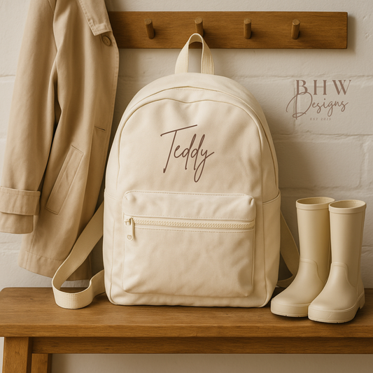 Personalised Kid's Mini Backpack - Cream