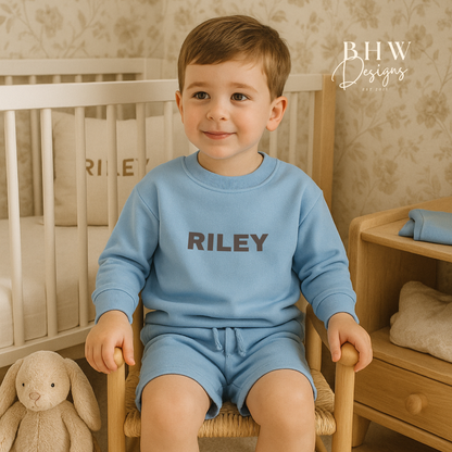 Personalised Sweatshirt and Short Jersey Set - Sky Blue