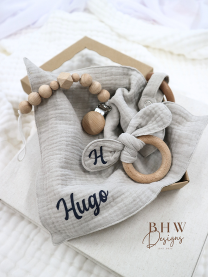 3 Piece Personalised Baby Set - Grey