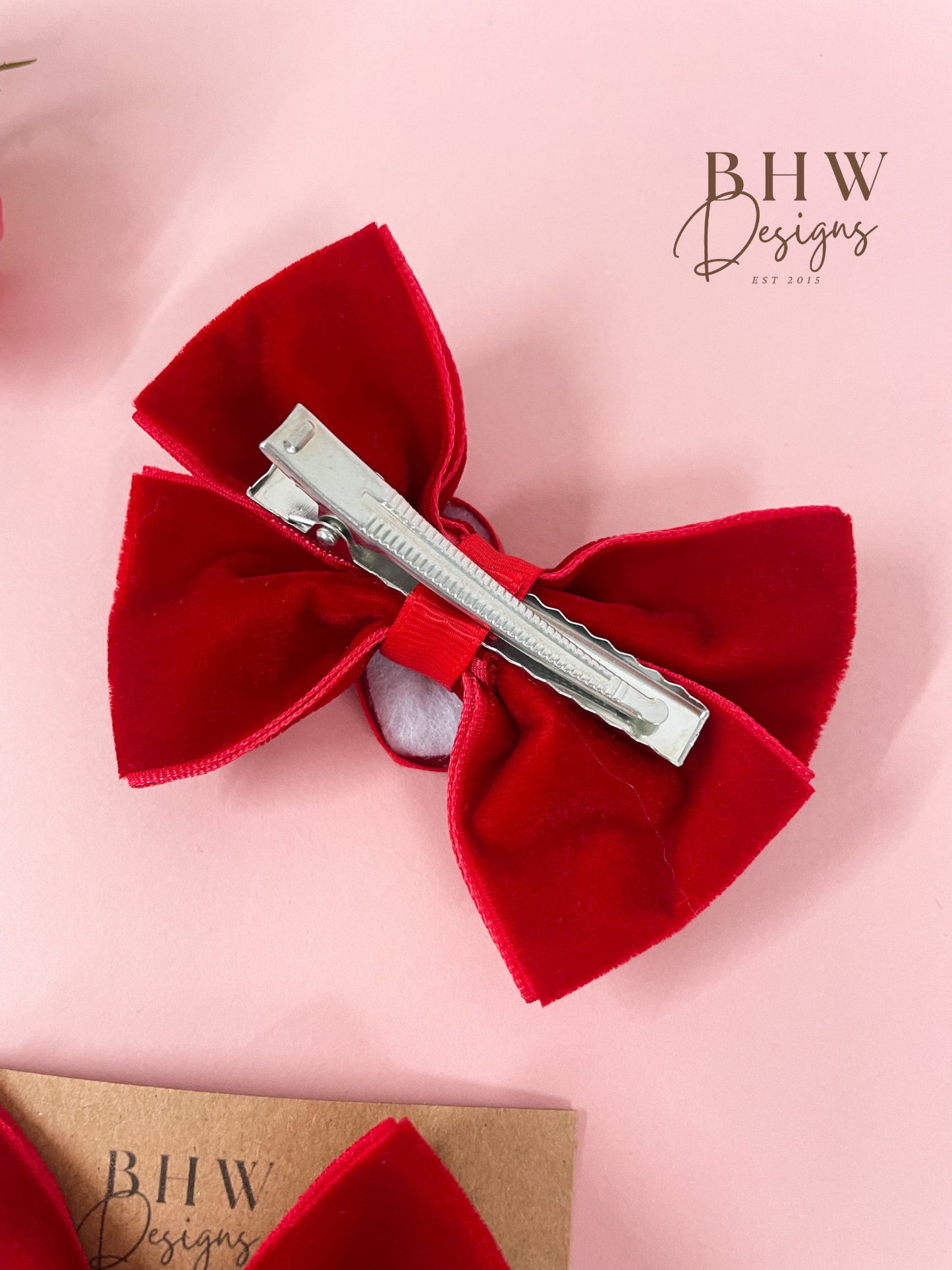 Red Velvet Heart Hair Bow