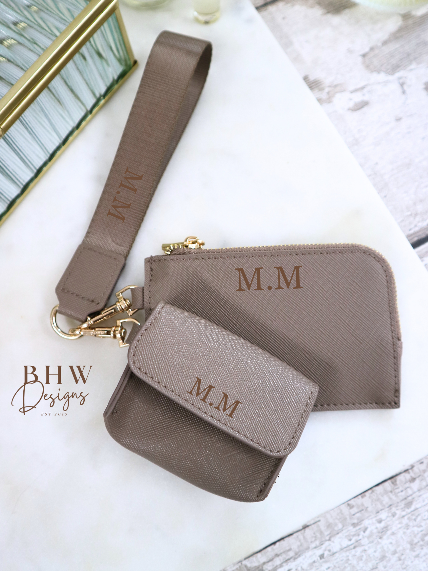 Personalised Key Ring - AirPod case - Wallet - Taupe