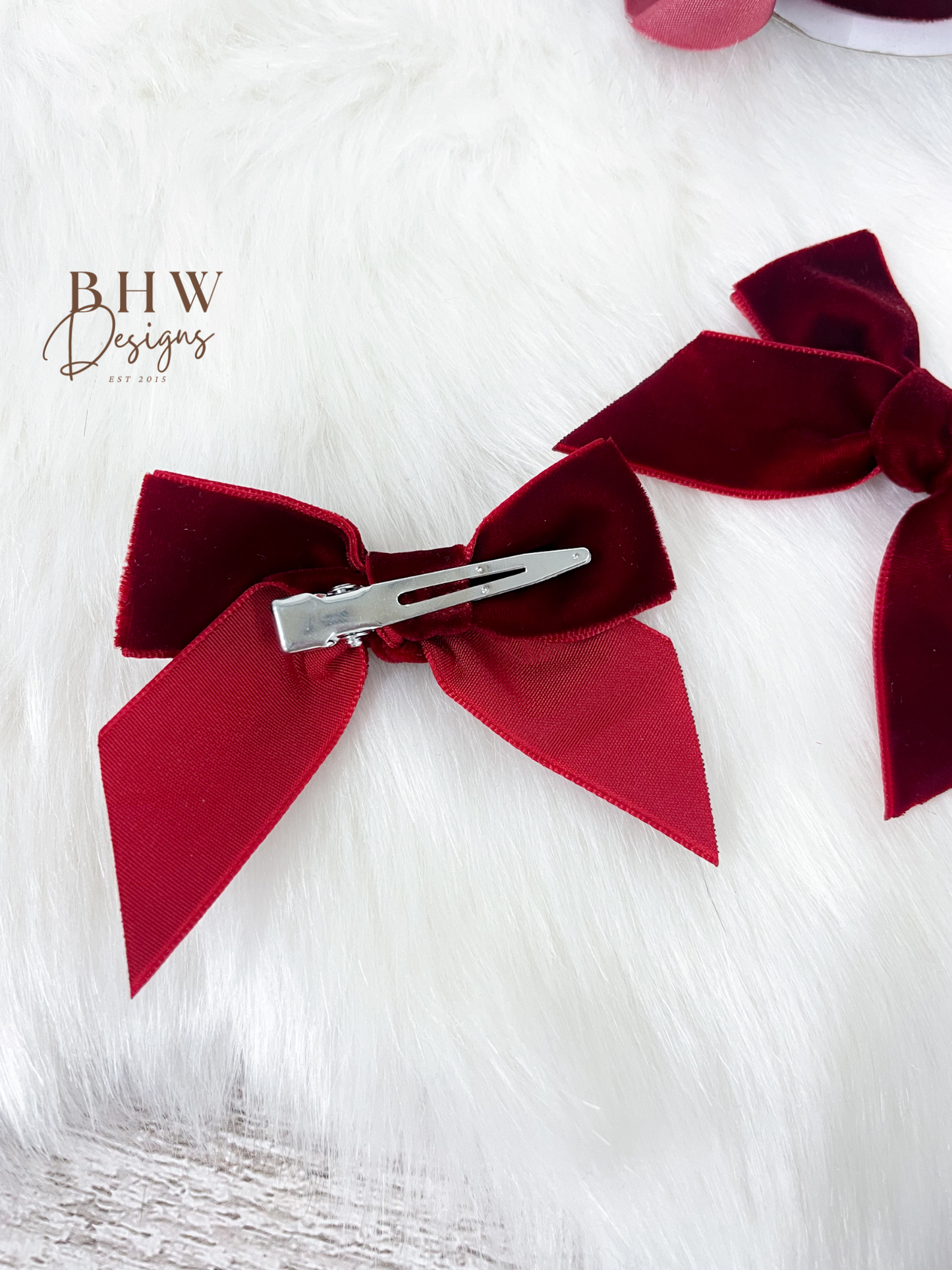Red Velvet Hair Bow Set