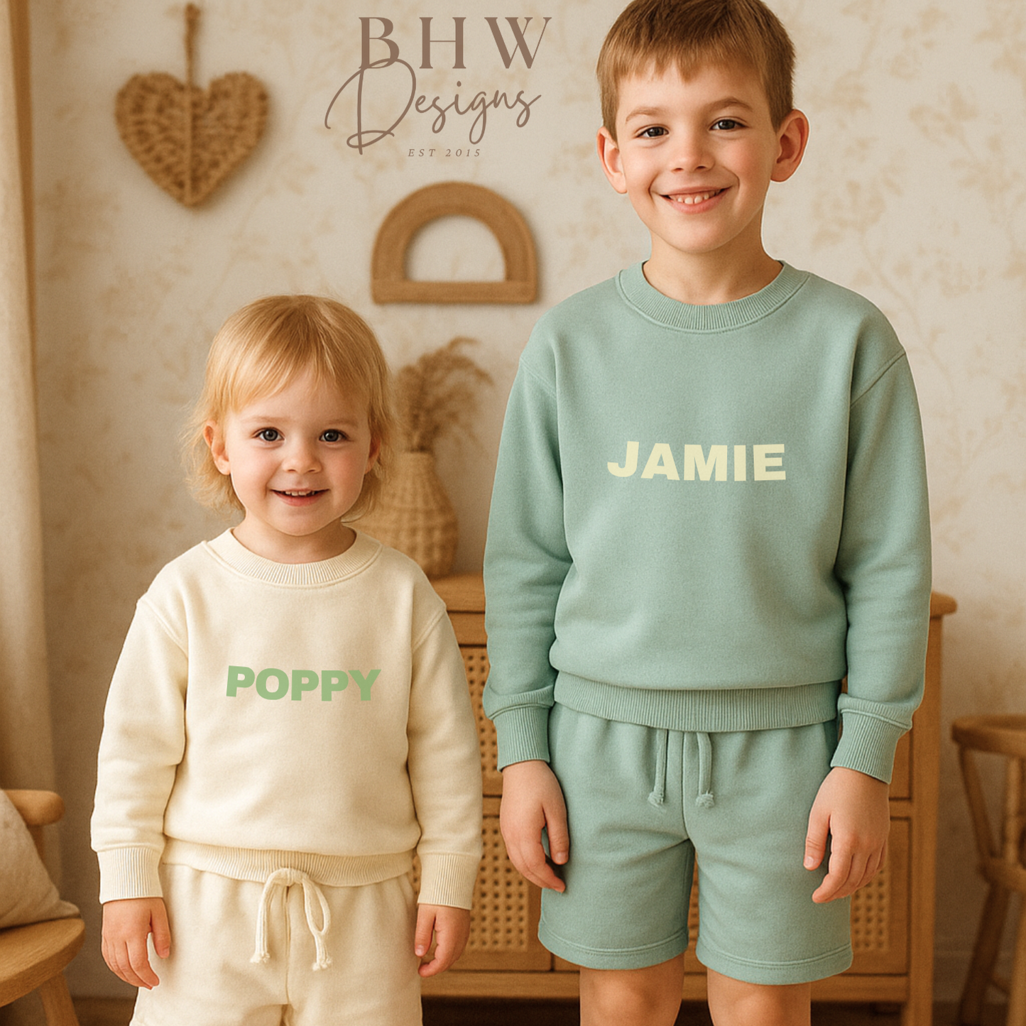 Personalised Sweatshirt and Short Jersey Set - Sage Green