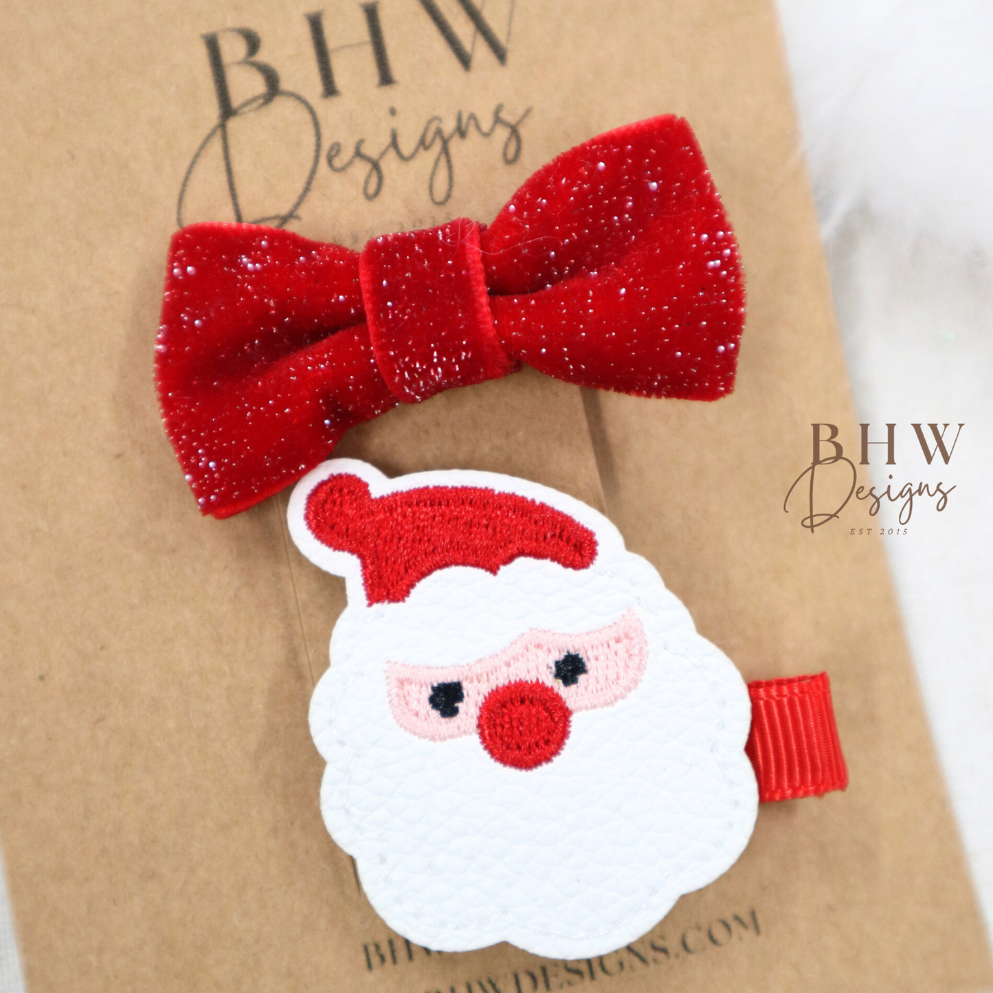 Santa Clip & Red Bow Set