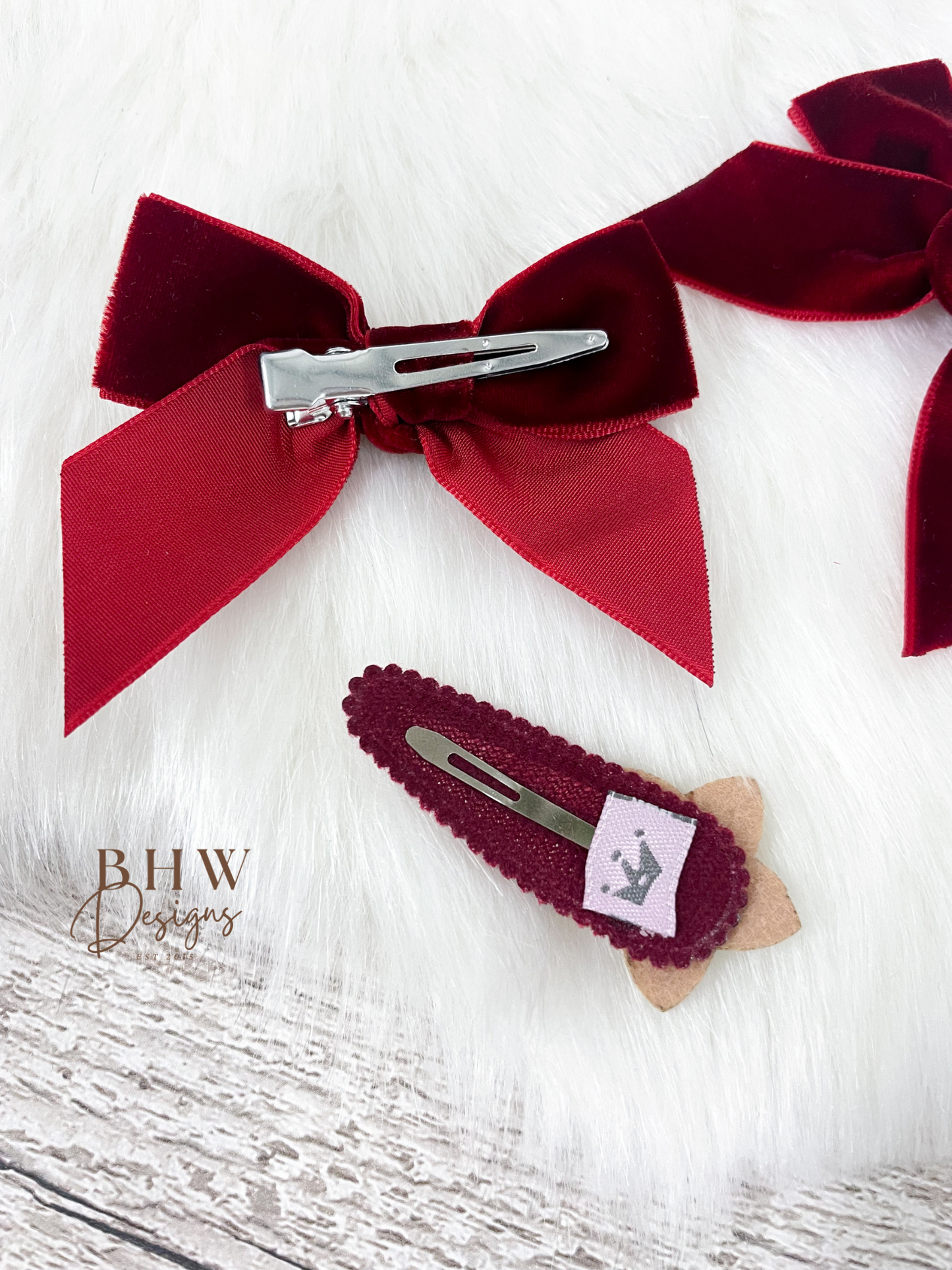 Red Velvet Hair Bow Set