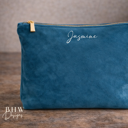 Personalised Velvet Bag - Blue Topaz