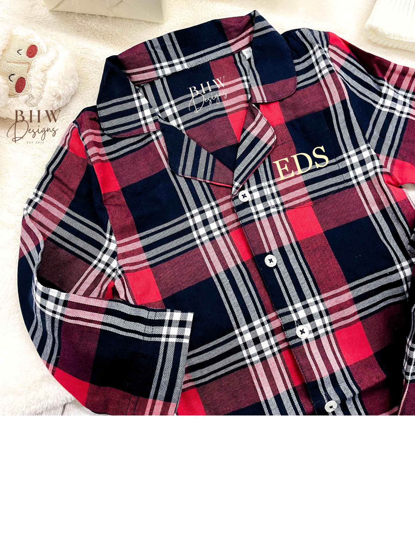 Personalised Initial Children's Tartan Pyjamas