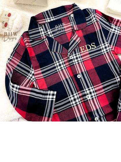 Personalised Initial Children's Tartan Pyjamas