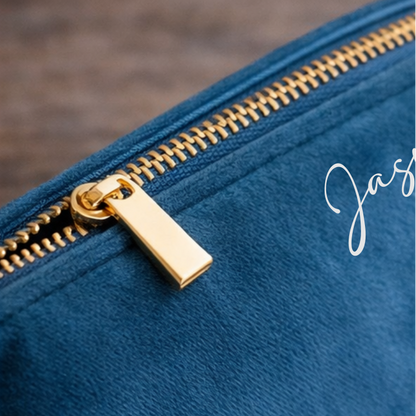 Personalised Velvet Bag - Blue Topaz