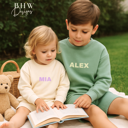 Personalised Sweatshirt and Short Jersey Set - Sage Green