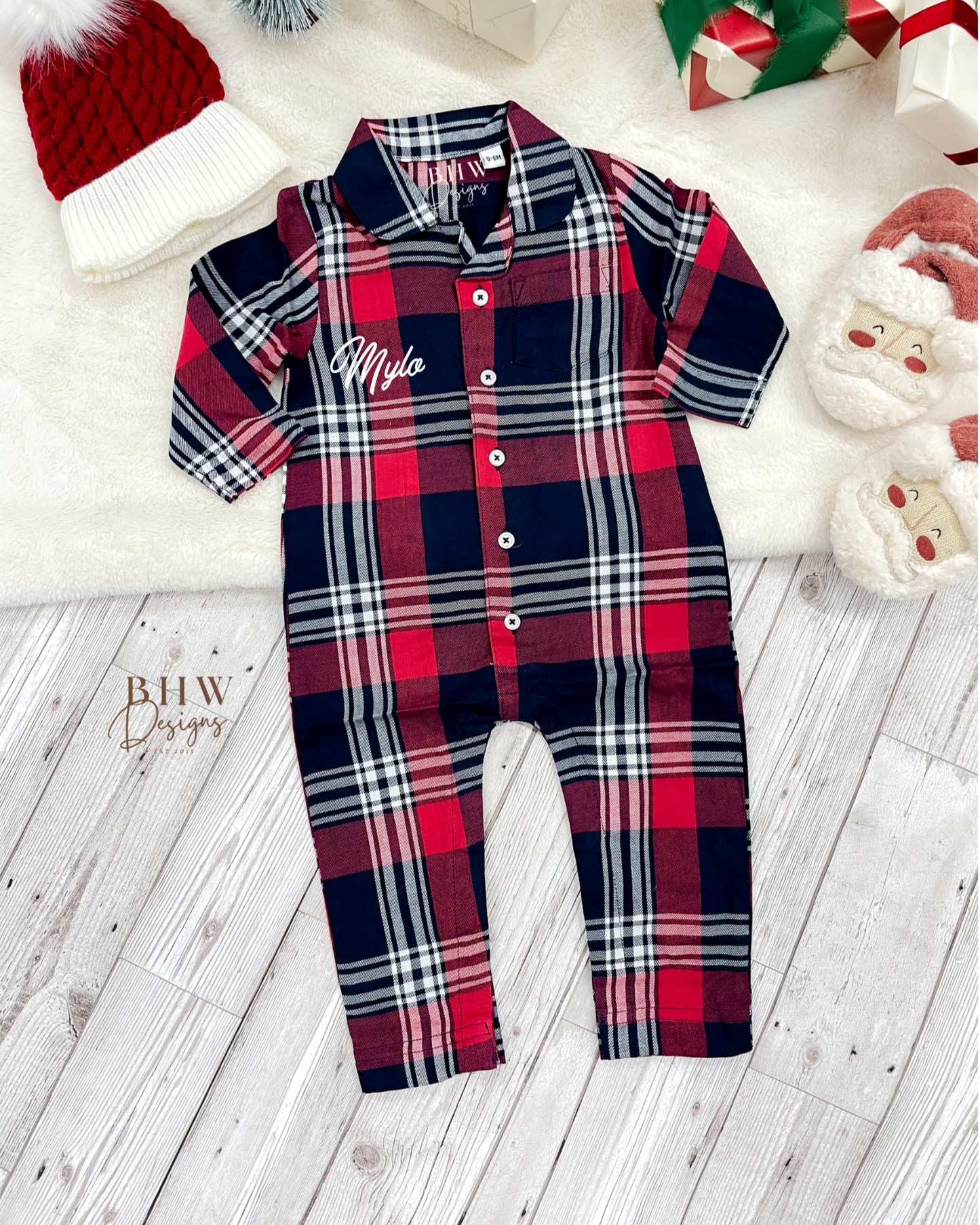 Personalised Name Tartan Romper Onesie