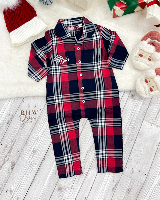 Personalised Name Tartan Romper Onesie