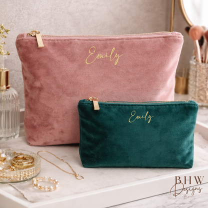Personalised Velvet Bag - Emerald Green