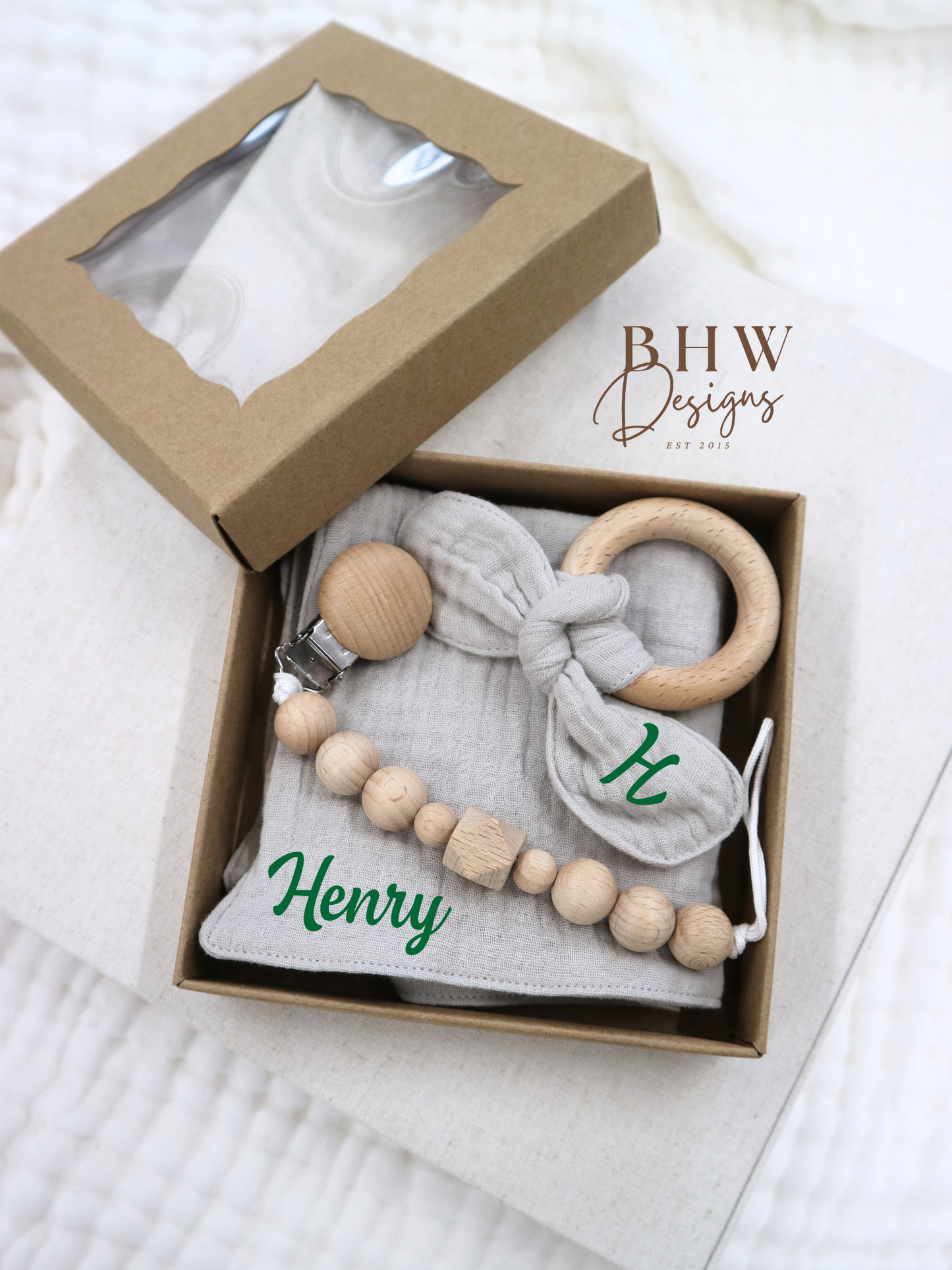 3 Piece Personalised Baby Set - Grey