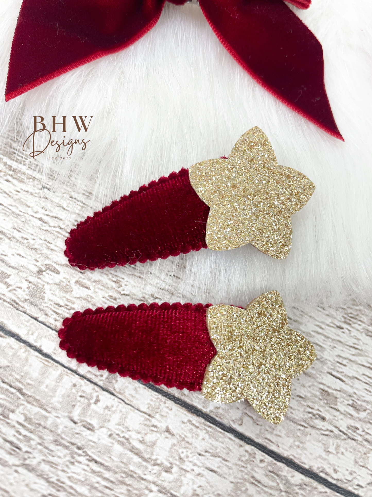 Red Velvet Hair Bow Set