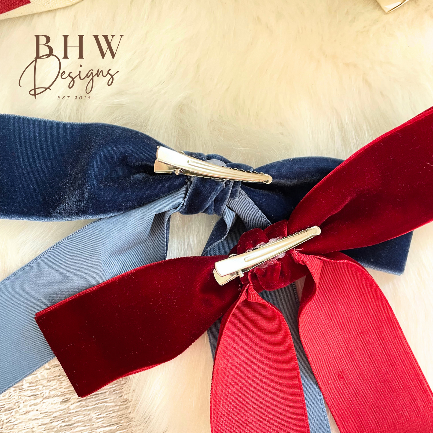 Velvet First Christmas Bow - Dusky Pink