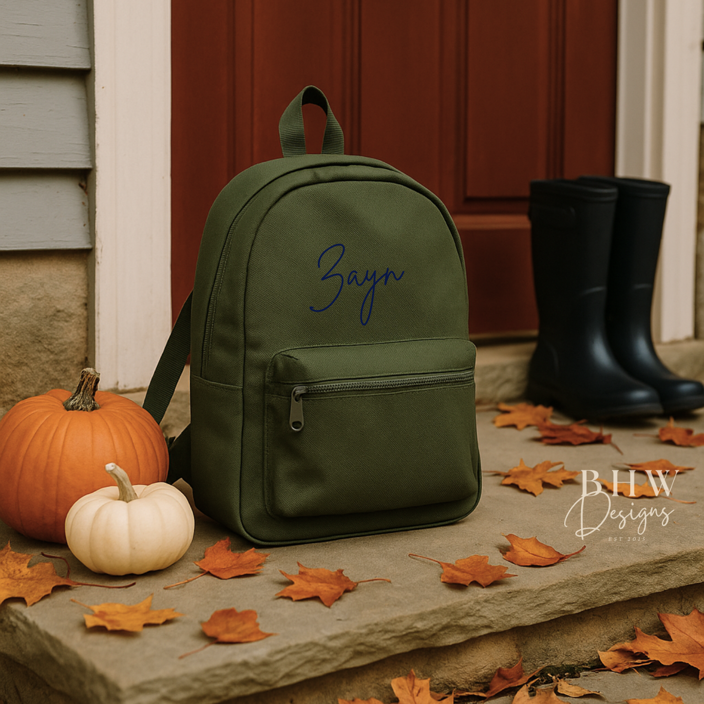 Personalised Kid's Mini Backpack - Olive Green