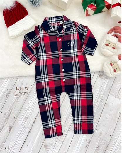 Personalised initial Tartan Romper Onesie