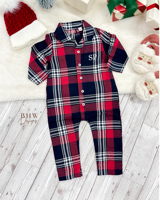 Personalised initial Tartan Romper Onesie