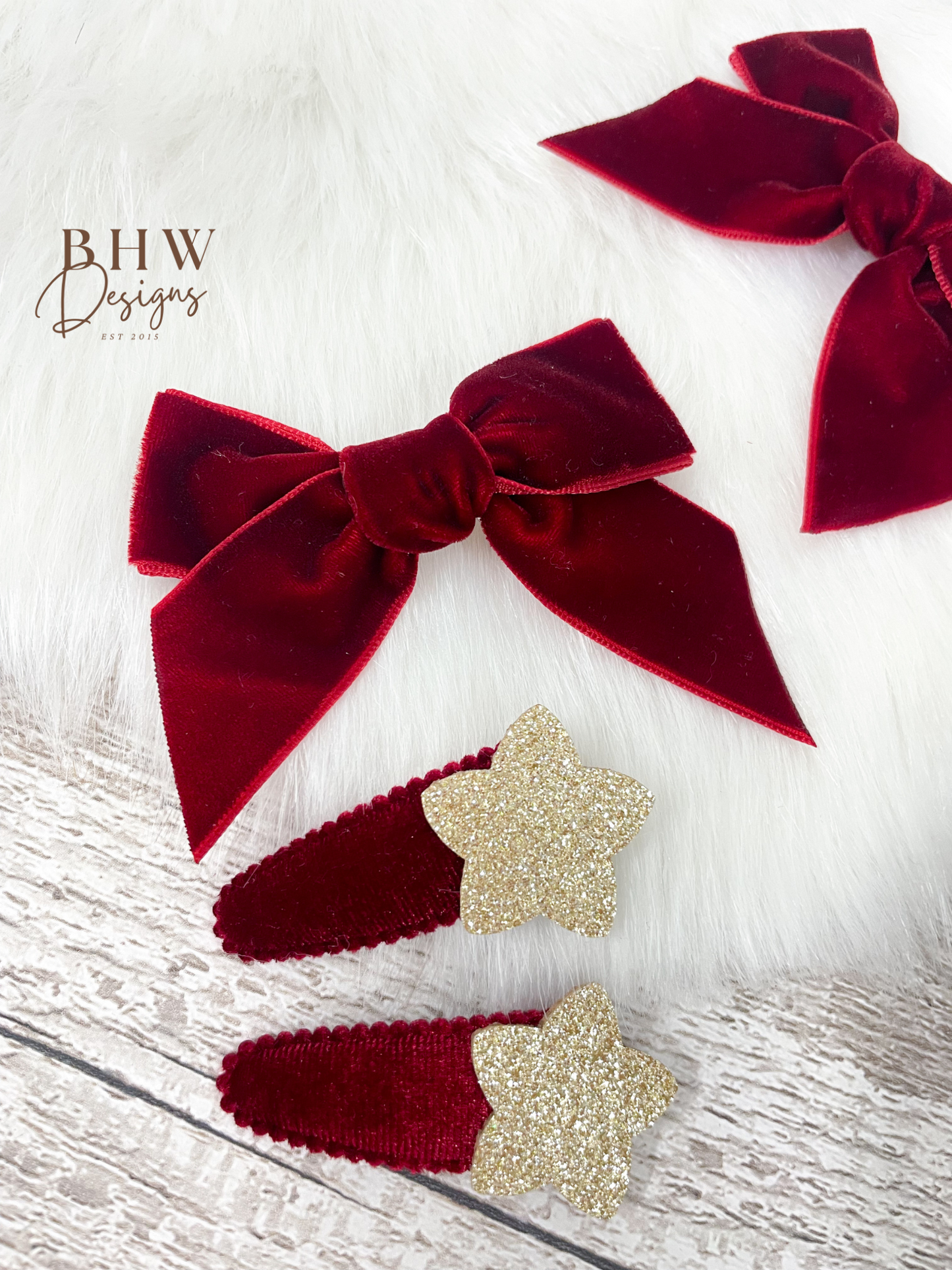Red Velvet Hair Bow Set