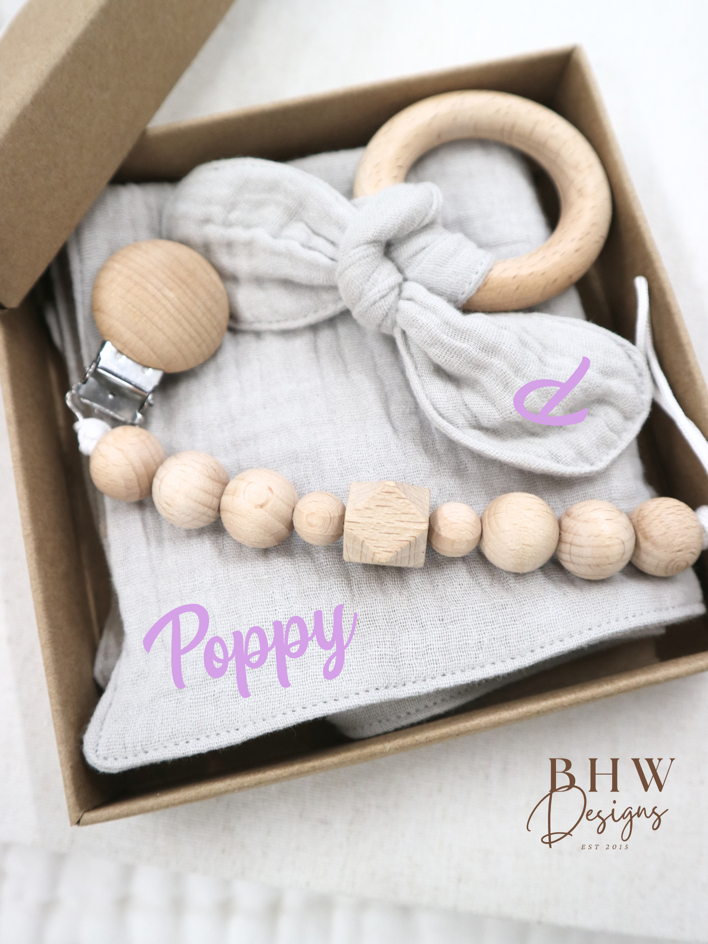 3 Piece Personalised Baby Set - Grey