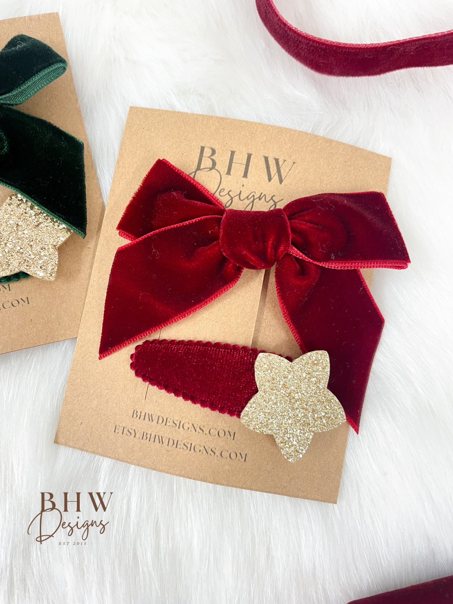 Red Velvet Hair Bow Set