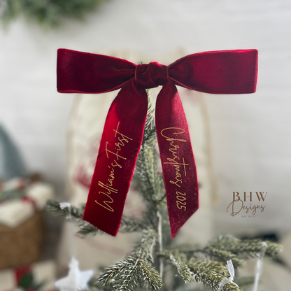 Velvet First Christmas Bow - Red
