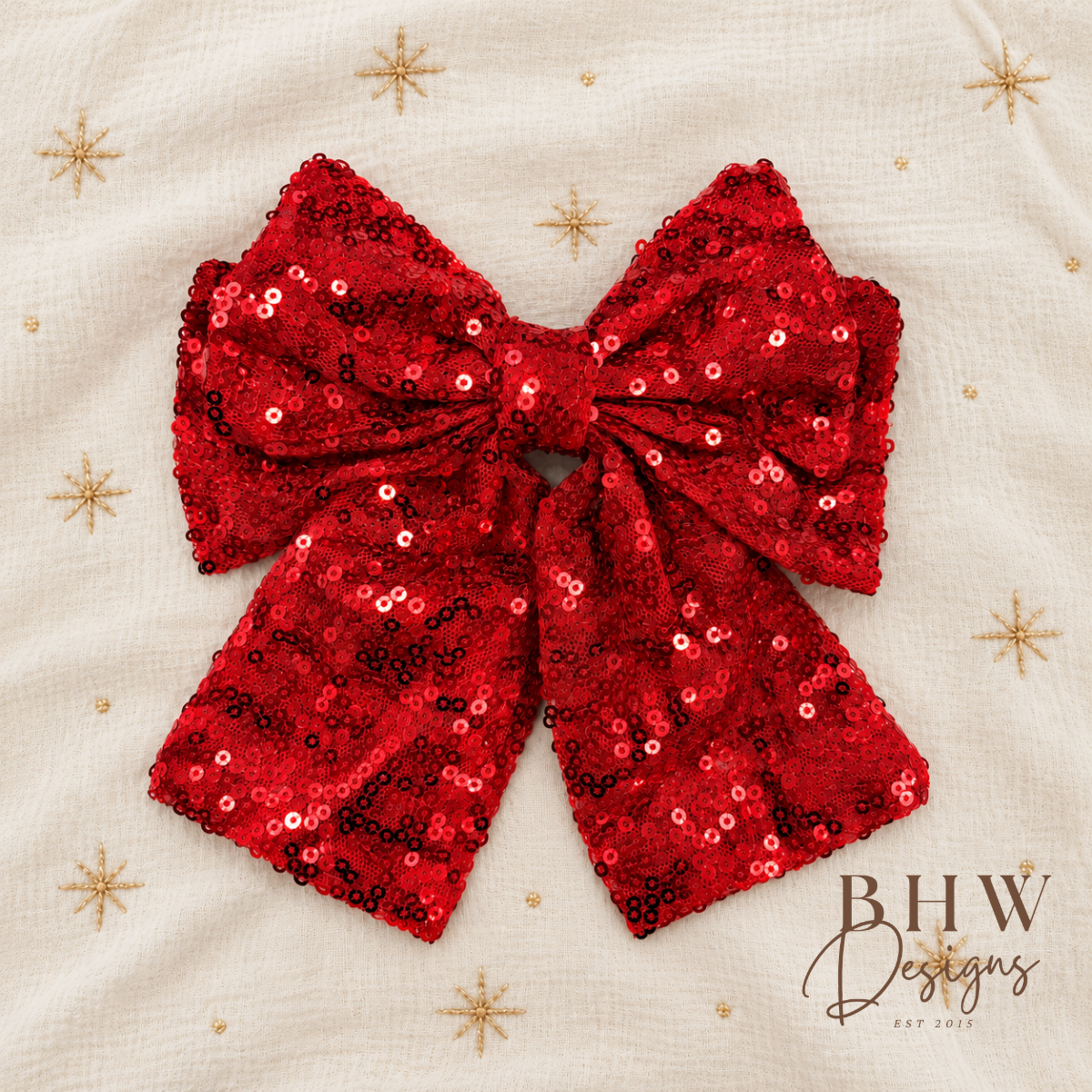 Large Red Sequin Hair Bow