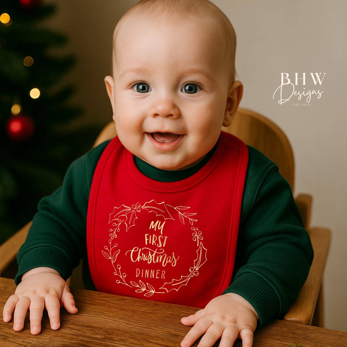 My First Christmas Dinner Red Bib