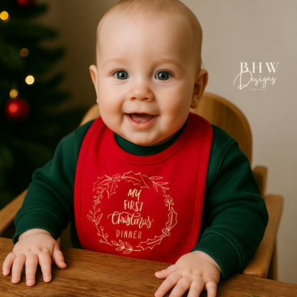 My First Christmas Dinner Red Bib