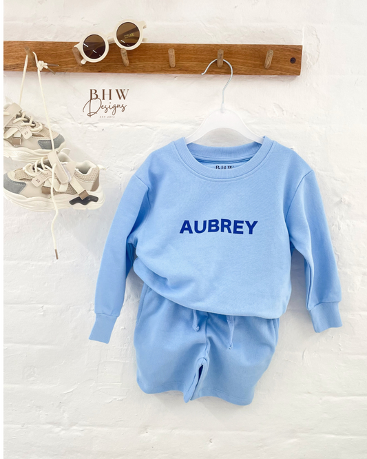 Personalised Sweater and Short Jersey Set - Sky Blue
