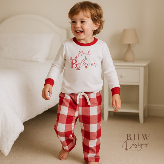 Personalised Red Check Pyjamas