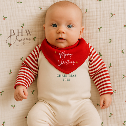 Merry Christmas Red Bandana Bib