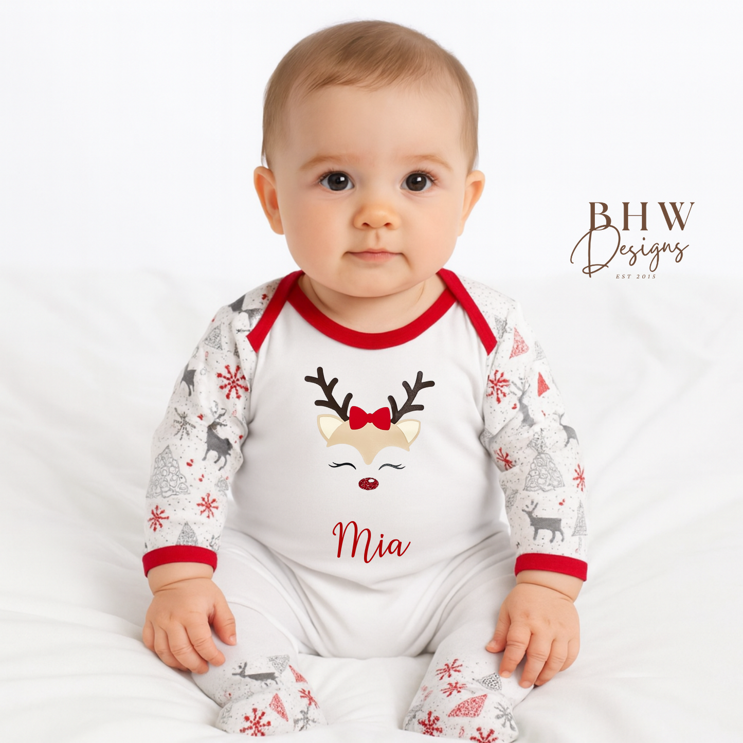 Personalised Baby Girl Reindeer Bodysuit