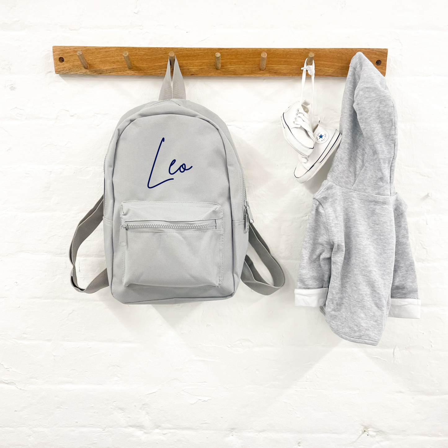 Personalised Kid's Mini Backpack - Light Grey