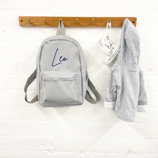 Personalised Kid's Mini Backpack - Light Grey