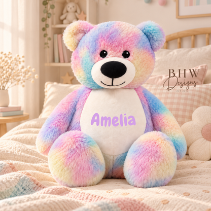 Personalised Pastel Rainbow Teddy Bear