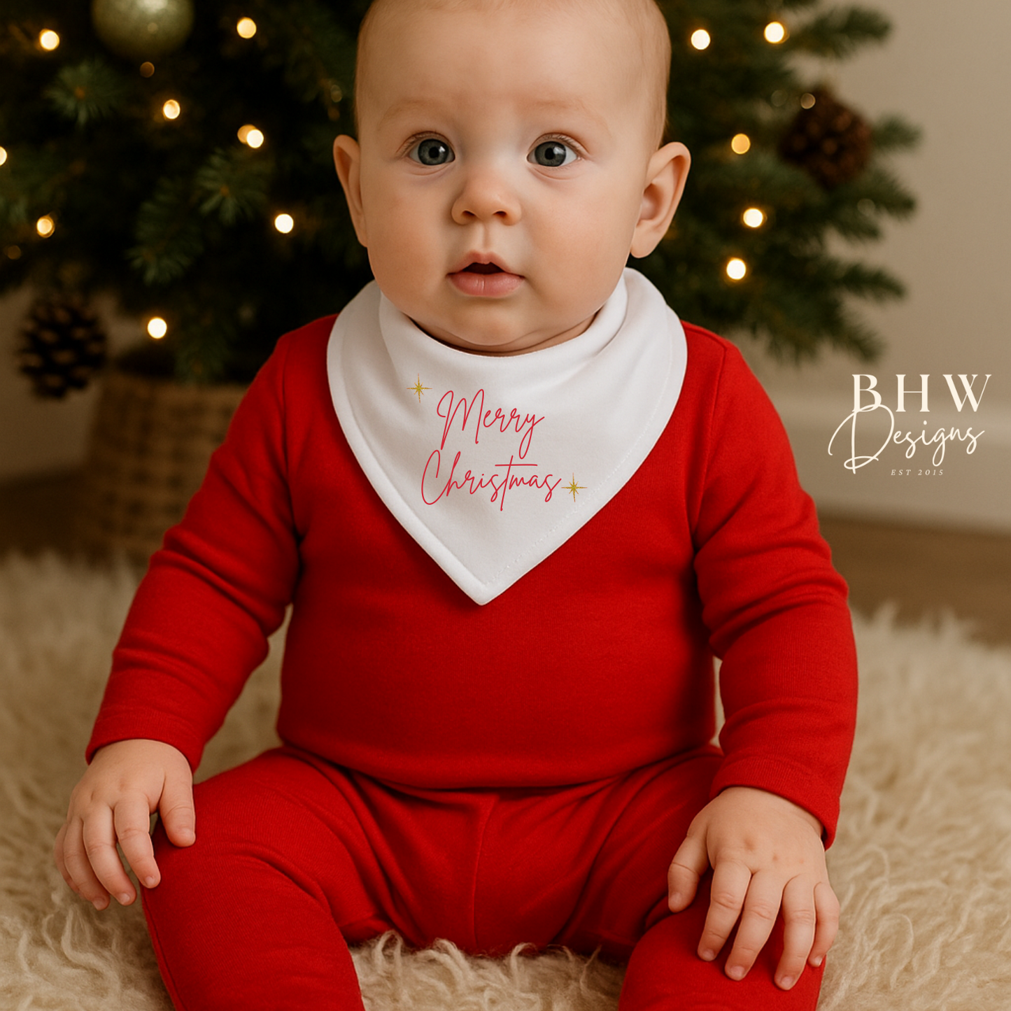 Merry Christmas white Bandana Bib