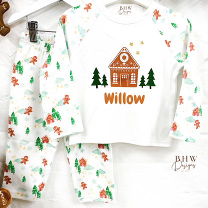 Personalised Gingerbread House Christmas Pyjamas