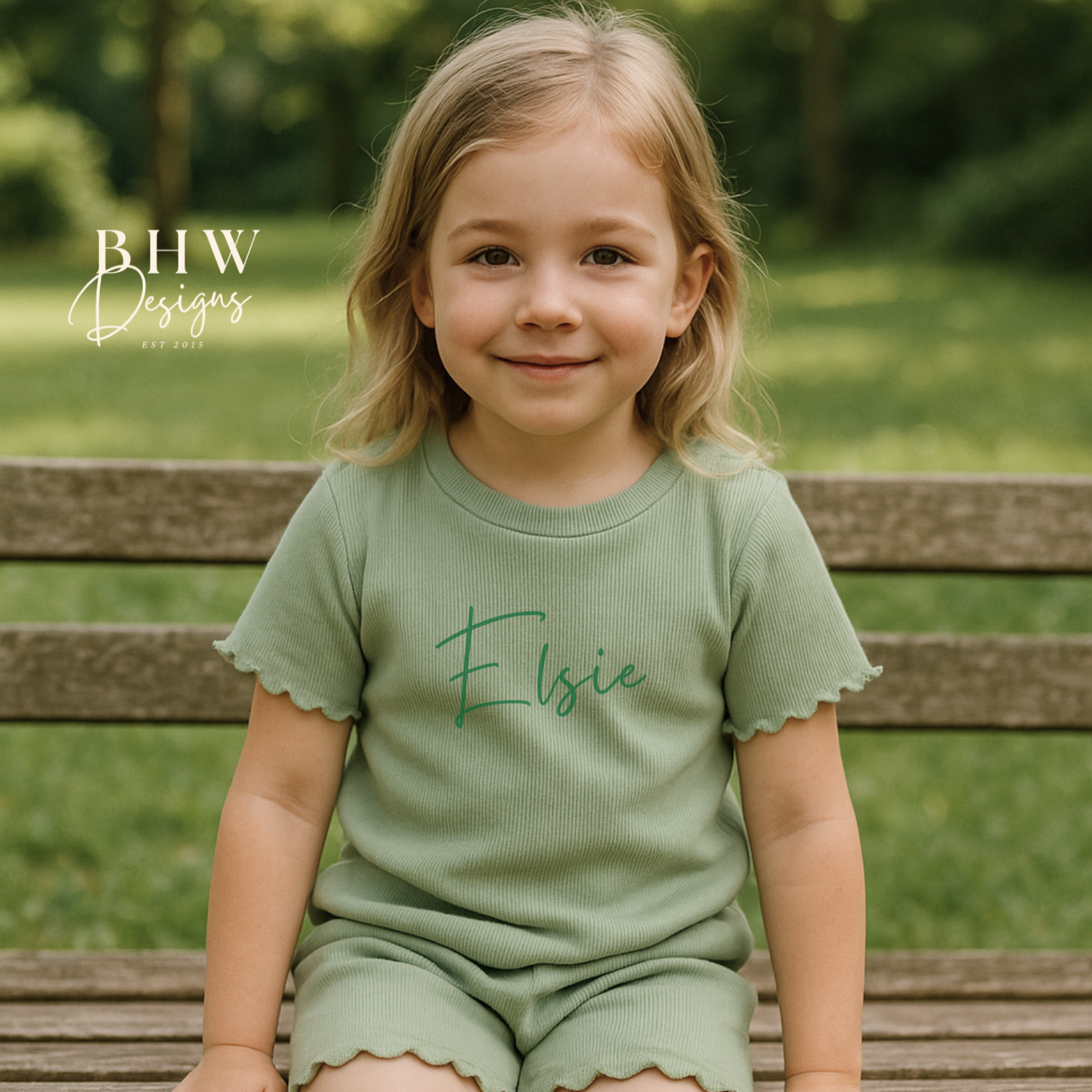 Girl's Ribbed T-shirt and Short Set - Sage Green
