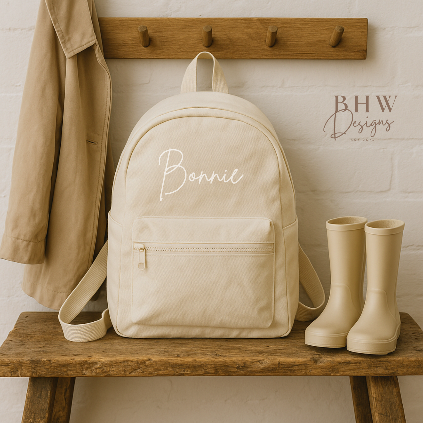 Personalised Kid's Mini Backpack - Cream